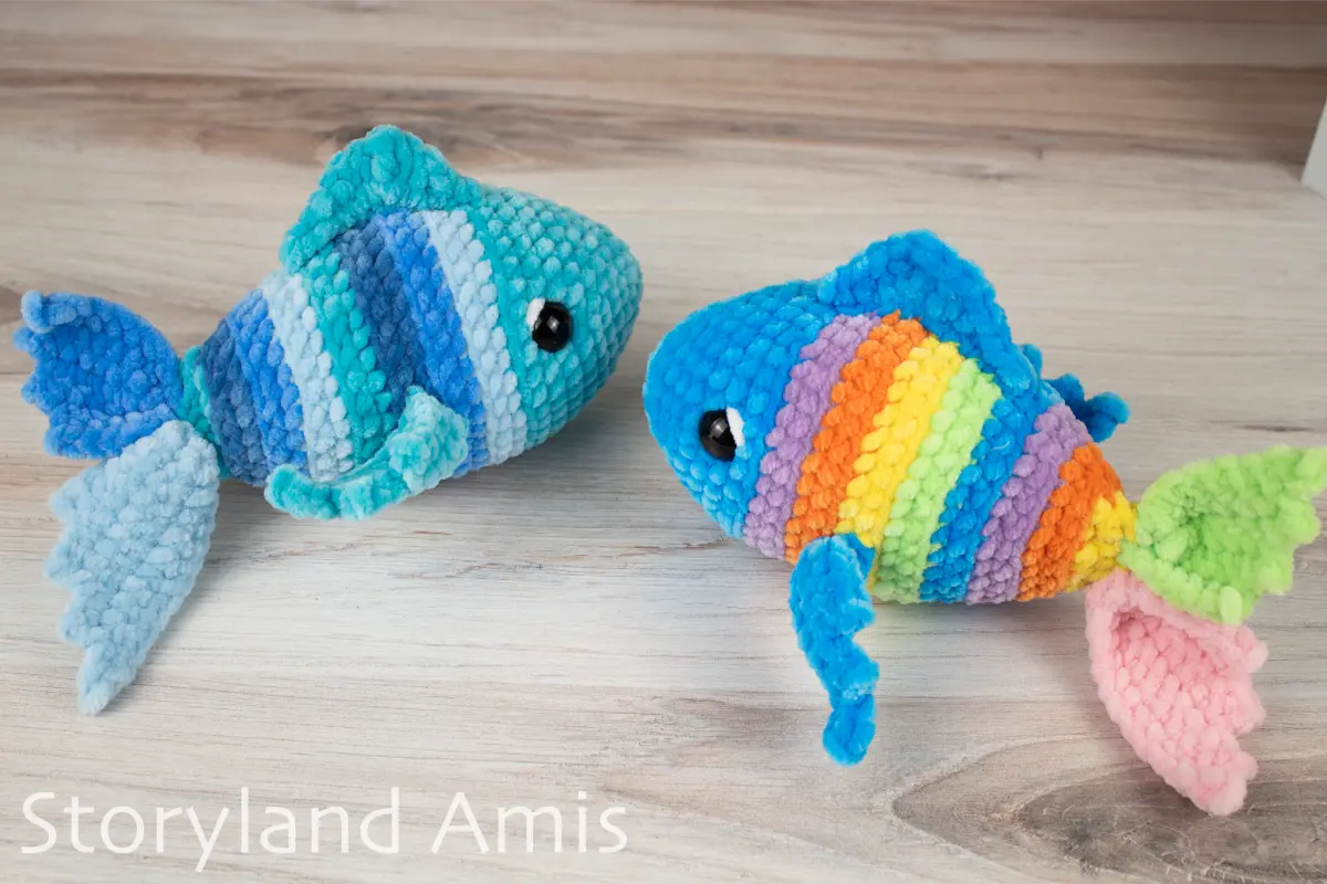 Crochet PATTERN: Plush Yarn Coral the Rainbow Fish Amigurumi