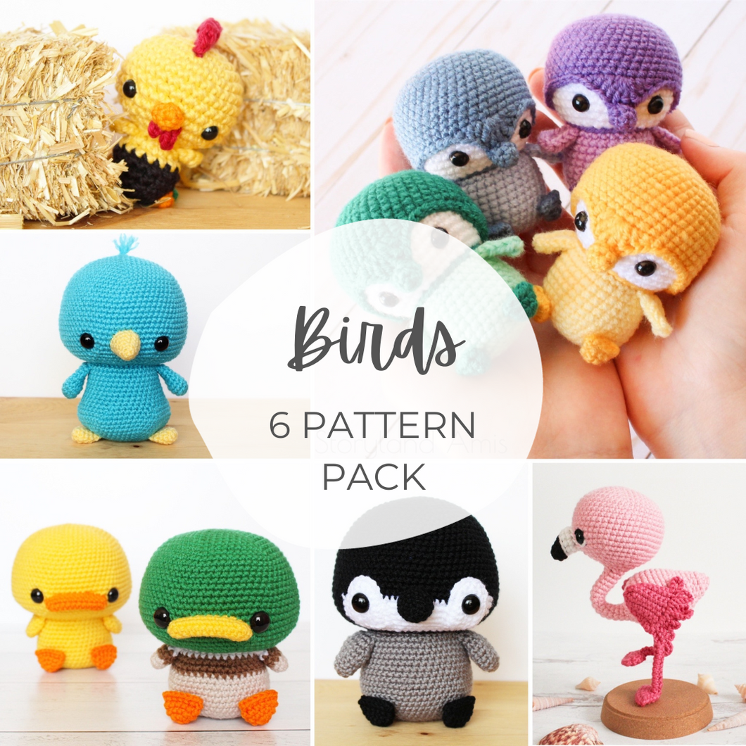 6 PATTERN Pack: Birds Crochet Bundle