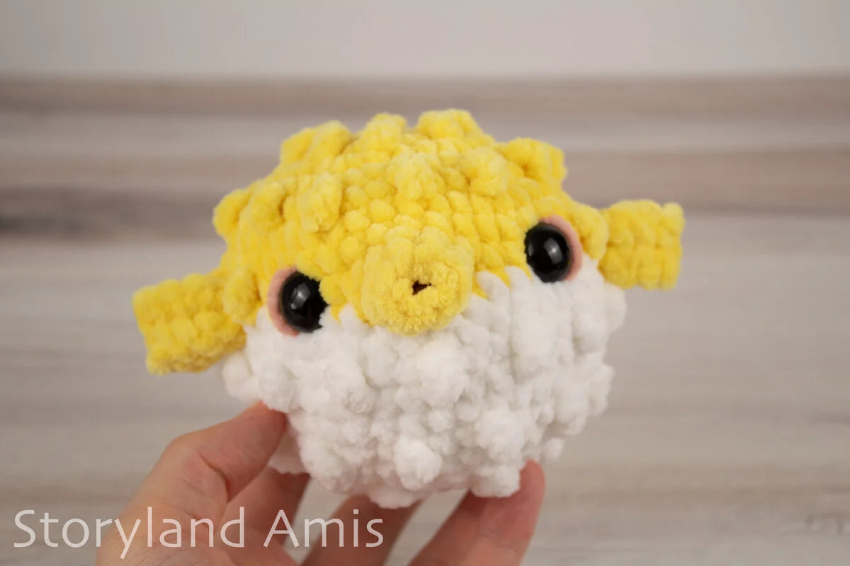 Crochet PATTERN: Plush Yarn Poppy the Pufferfish Amigurumi