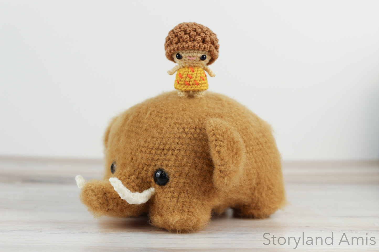 PATTERN Mik the Woolly Mammoth and Kip the Caveboy Amigurumi