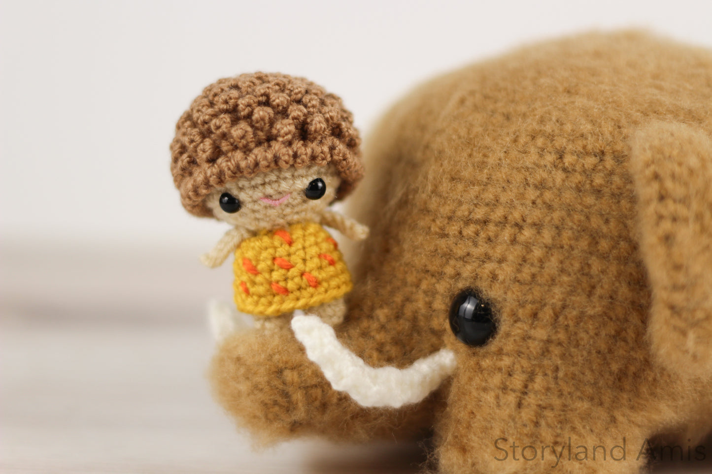 PATTERN Mik the Woolly Mammoth and Kip the Caveboy Amigurumi