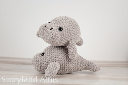 Crochet PATTERN: Plush Yarn Marty the Manatee Amigurumi