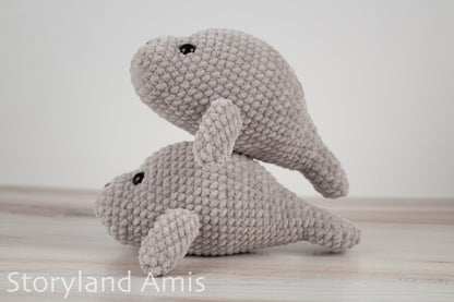 Crochet PATTERN: Plush Yarn Marty the Manatee Amigurumi