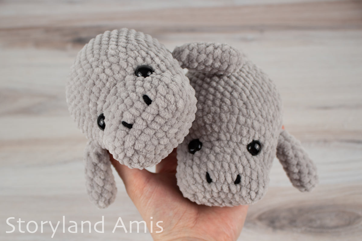 Crochet PATTERN: Plush Yarn Marty the Manatee Amigurumi