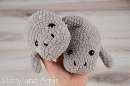 Crochet PATTERN: Plush Yarn Marty the Manatee Amigurumi