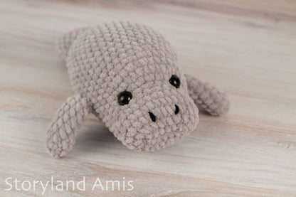 Crochet PATTERN: Plush Yarn Marty the Manatee Amigurumi