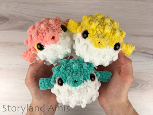 Crochet PATTERN: Plush Yarn Poppy the Pufferfish Amigurumi