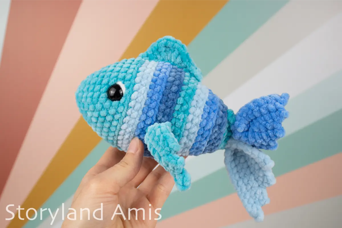 Crochet PATTERN: Plush Yarn Coral the Rainbow Fish Amigurumi