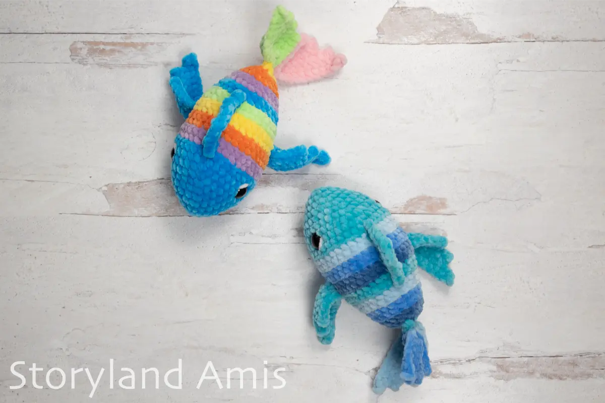 Crochet PATTERN: Plush Yarn Coral the Rainbow Fish Amigurumi