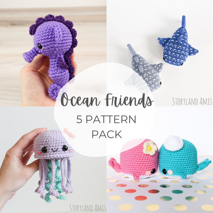 5 PATTERN Pack: Sea Animals Crochet Bundle